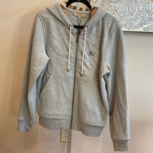 Men’s Burberry Light Gray Full Zip Hoodie